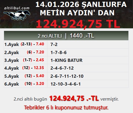 124.924,75 .-TL 14.01.2026 ŞANLIURFA METİN AYDIN' DAN 